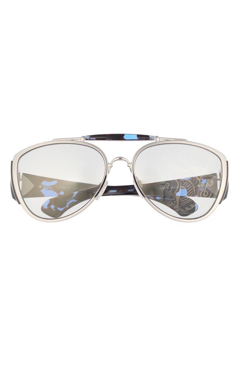 Burberry 60mm Pilot Sunglasses, Main, color, Silver