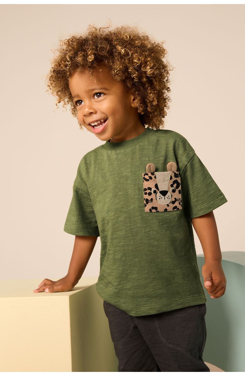 NEXT Kids' Cheetah Pocket Cotton T-Shirt, Alternate, color, 