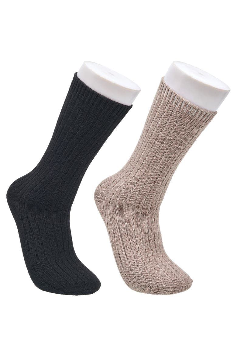 Cashmere Flat Crew Sock 2-Pack, Main, color, Tan Black