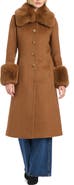 Vince Camuto Single Breasted Coat with Removable Faux Fur Collar & Cuffs