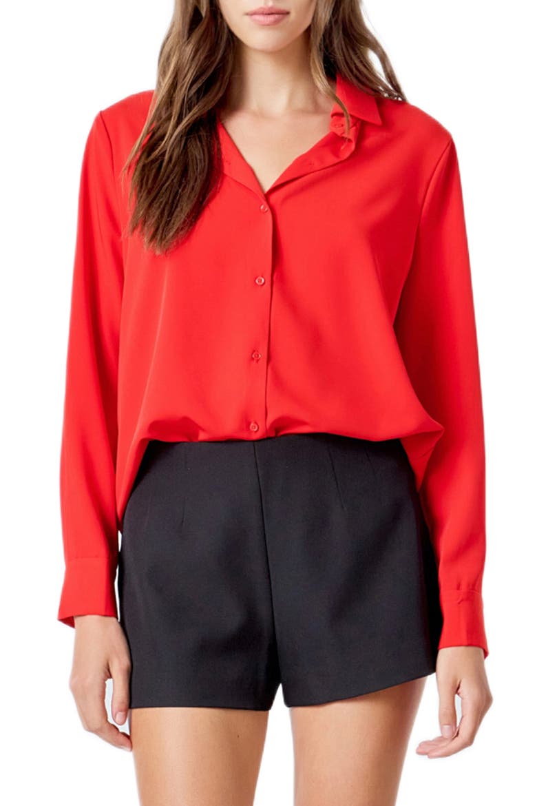 Classic Button-Up Shirt, Main, color, RED
