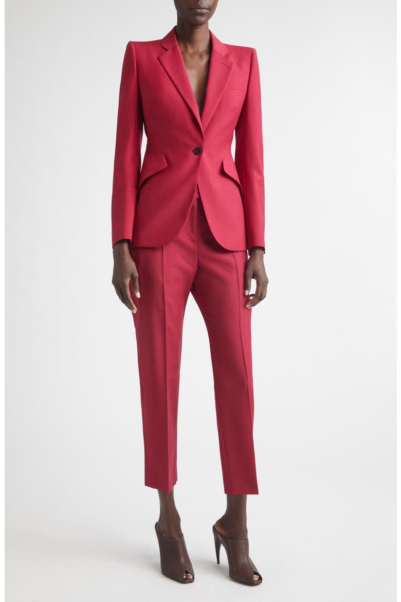 Single Breasted Wool & Mohair Jacket, Alternate, color, RASPBERRY
