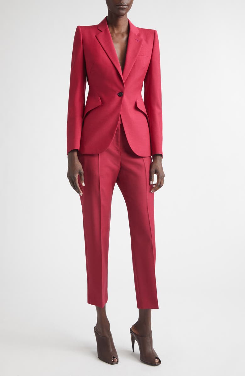 McQueen Single Breasted Wool & Mohair Jacket, Alternate, color, Raspberry