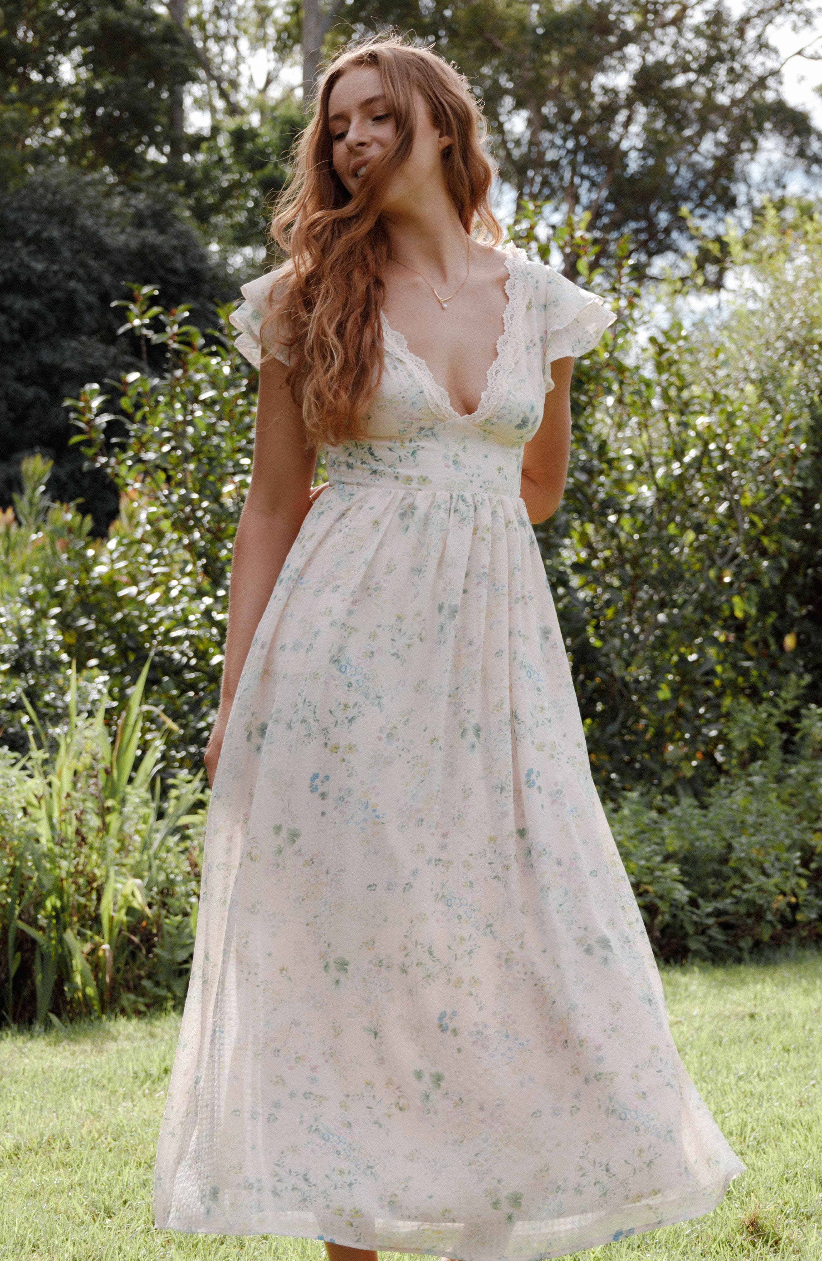 Angelica Floral Flutter Sleeve Maxi Dress - image 2