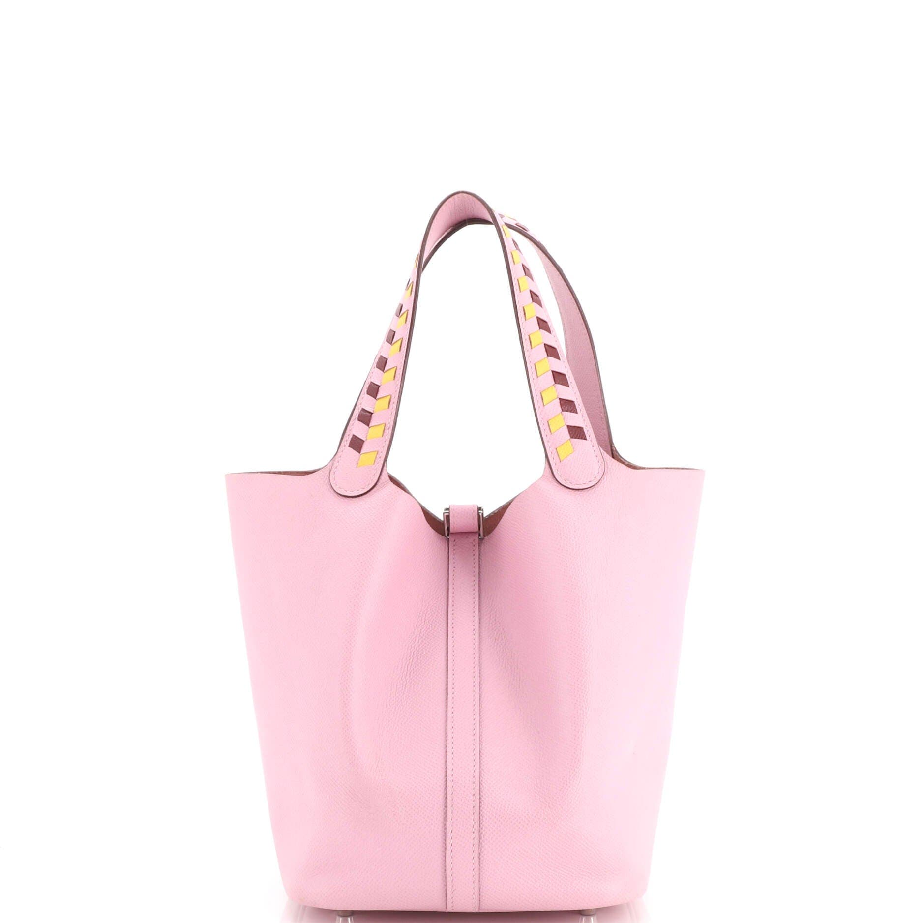Picotin Lock Bag Tressage Epsom MM, Alternate, color, Pink