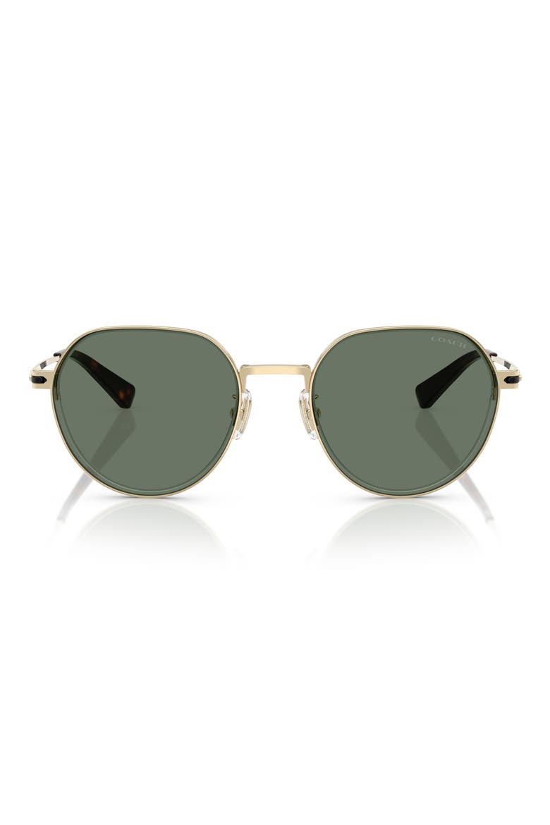 52mm Irregular Round Sunglasses, Main, color, SHINY LIGHT GOLD / GREEN SOLID