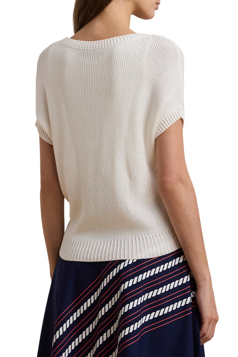 Short Sleeve V-Neck Sweater, Alternate, color, WHITE