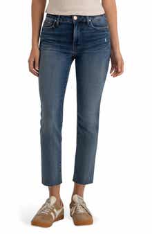 KUT from the Kloth Reese Raw Hem Ankle Slim Straight Leg Jeans