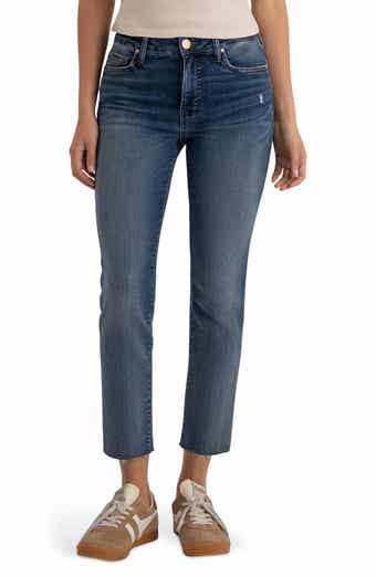 KUT from the Kloth Reese Raw Hem Ankle Slim Straight Leg Jeans