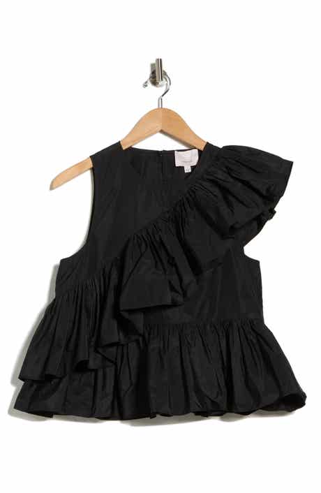 Cinq à Sept Ricki Asymmetrical Shoulder Peplum Top