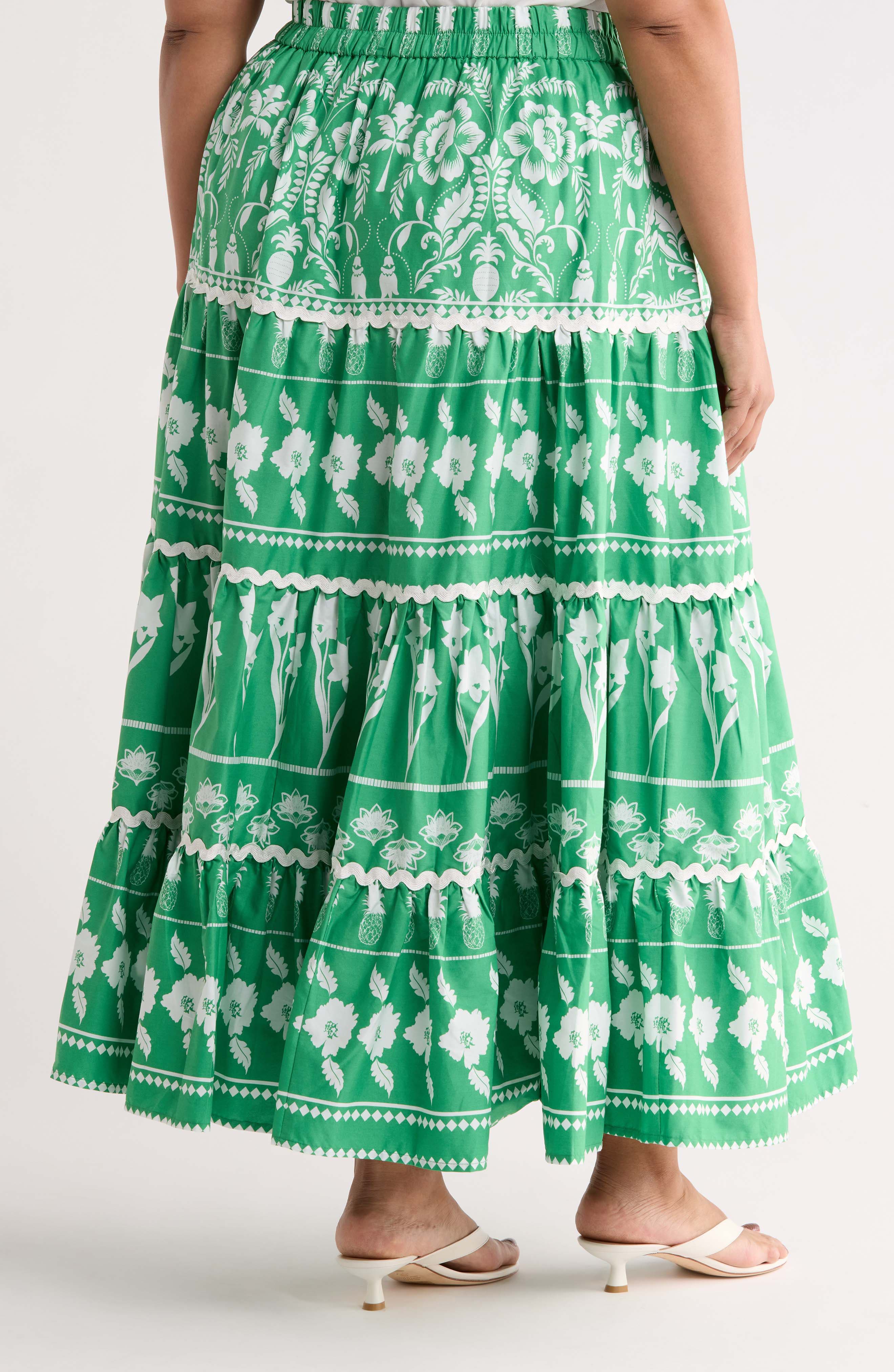 Wave Trimmed Print Maxi Skirt - image 2