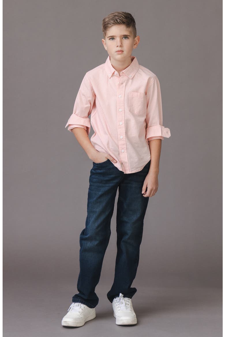 Kids' Organic Long Sleeve Seersucker Shirt, Alternate, color, Tonal Rose Seersucker