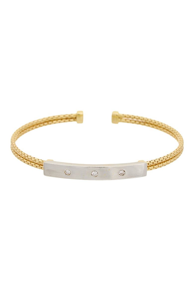 Sterling Silver Diamond Cuff Bangle, Main, color, YELLOW