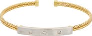 MESHMERISE Sterling Silver Diamond Cuff Bangle