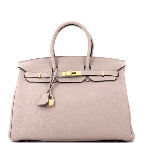 Birkin Handbag Grey Togo with Gold Hardware 35