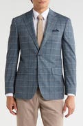 Duchamp Slim Fit Windowpane Plaid Stretch Knit Sport Coat