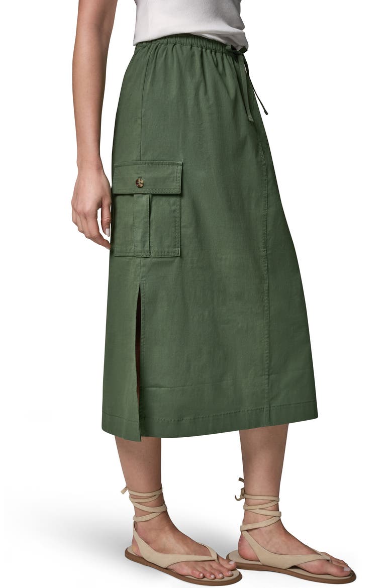 Tie Waist Cargo Midi Skirt, Alternate, color, VERDE