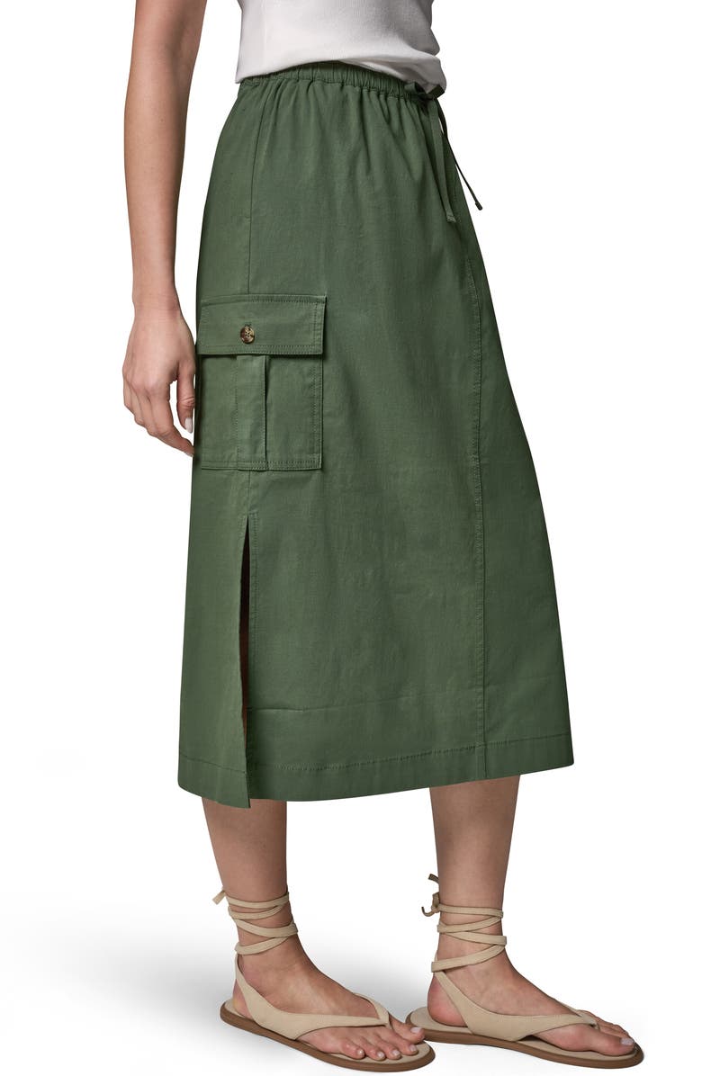 Donna Karan New York Tie Waist Cargo Midi Skirt, Alternate, color, Verde