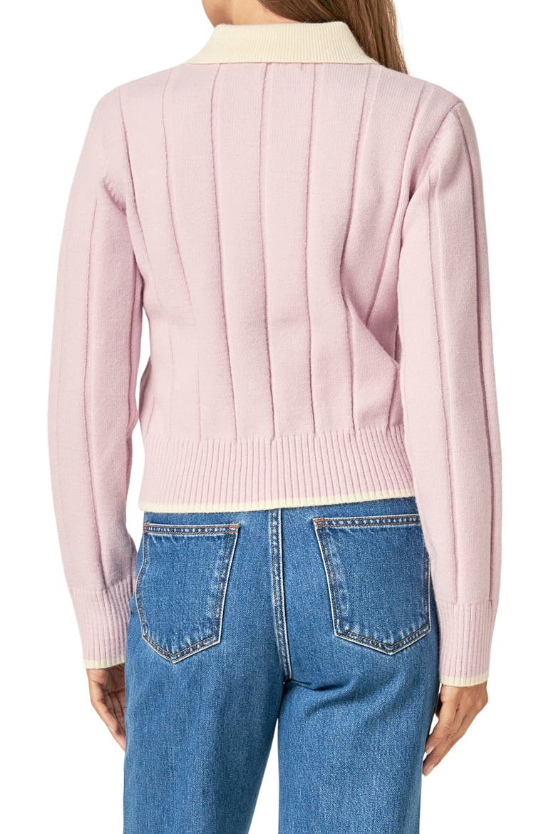Two-Tone Polo Sweater, Alternate, color, PINK/ OFF WHITE