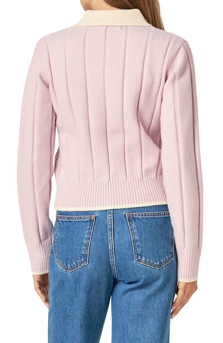 English Factory Two-Tone Polo Sweater, Alternate, color, 