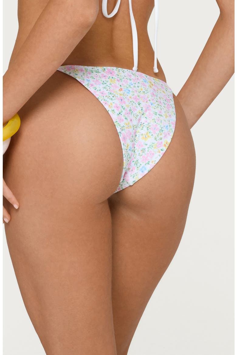 Catey Floral Side Tie Bikini Bottoms, Alternate, color, WHITE