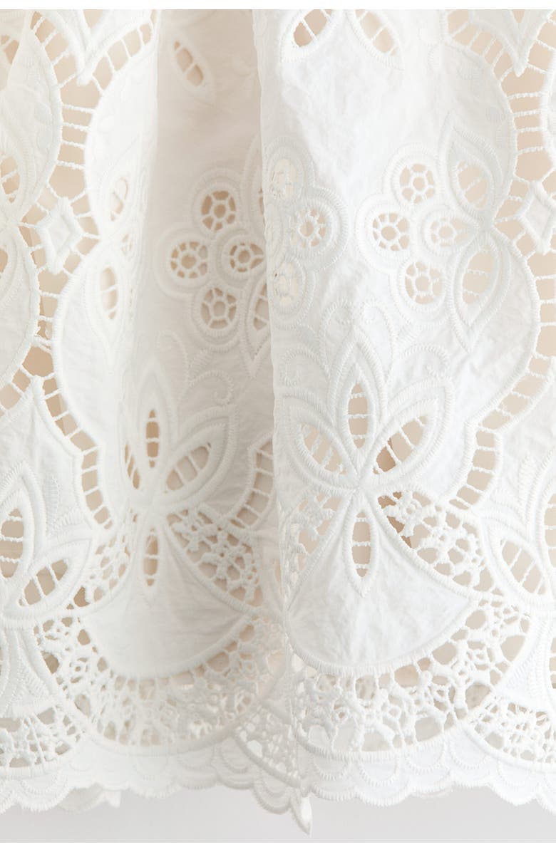H&M Broderie-anglaise Drawstring Skirt, Alternate, color, White