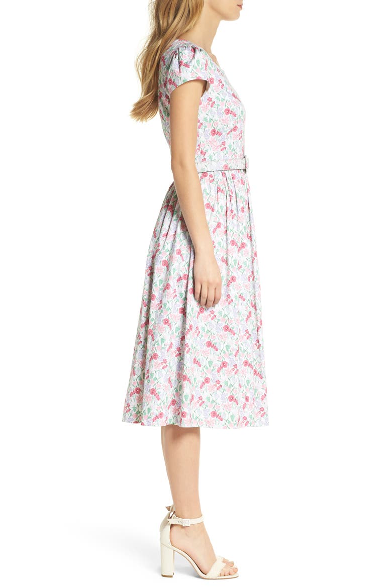 Packed Bouquet Print Stretch Cotton Dress, Alternate, color, CLOUD/ PINK