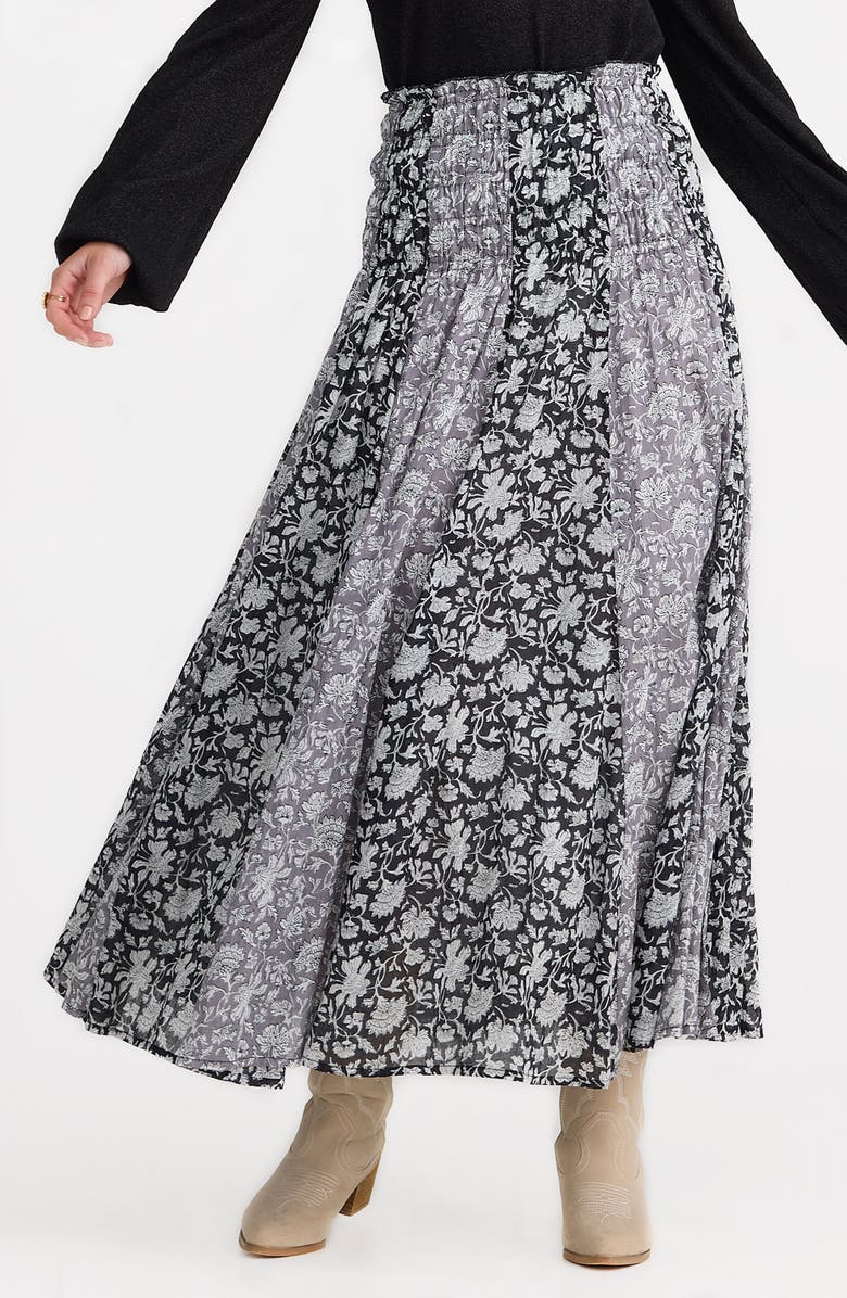Talisman the Label Balmoral Print Maxi Skirt, Alternate, color, Black W Grey Moon River