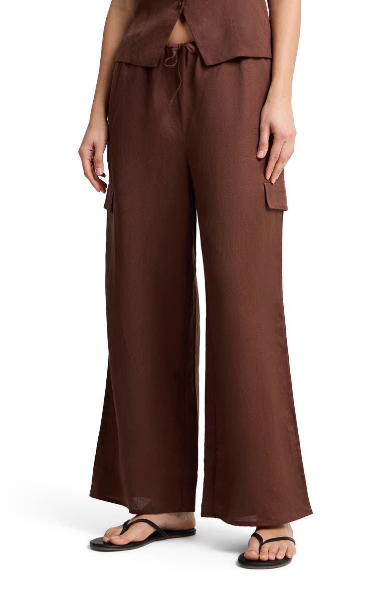 Onia Air Linen Cargo Pant, Alternate, color, Brown