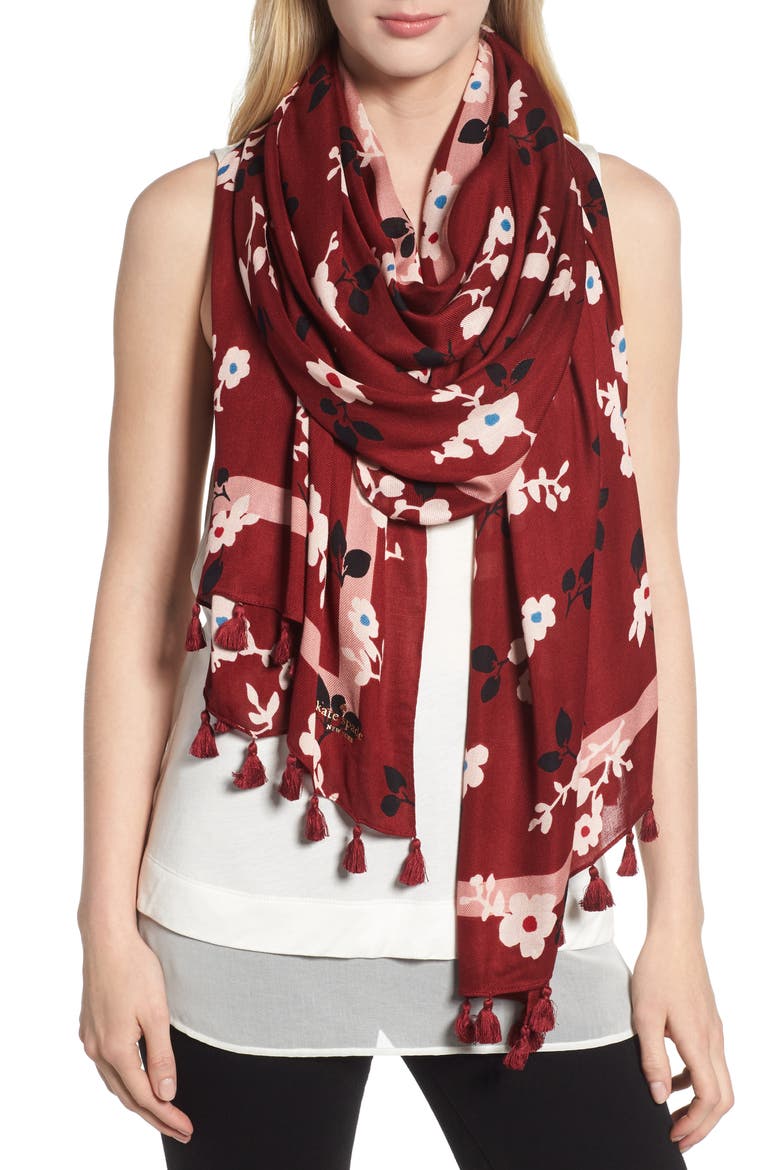 camellia scarf, Main, color, DEEP RUSSET