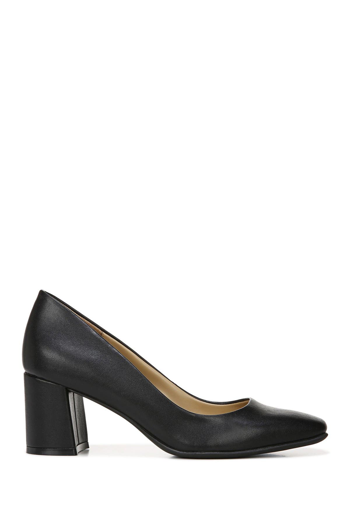 Naturalizer Warner Square Toe Pump - Wide Width Available, Alternate, color, Black Smooth