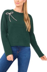 CeCe Embellished Bow Sweater
