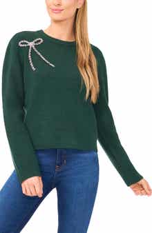 CeCe Embellished Bow Sweater