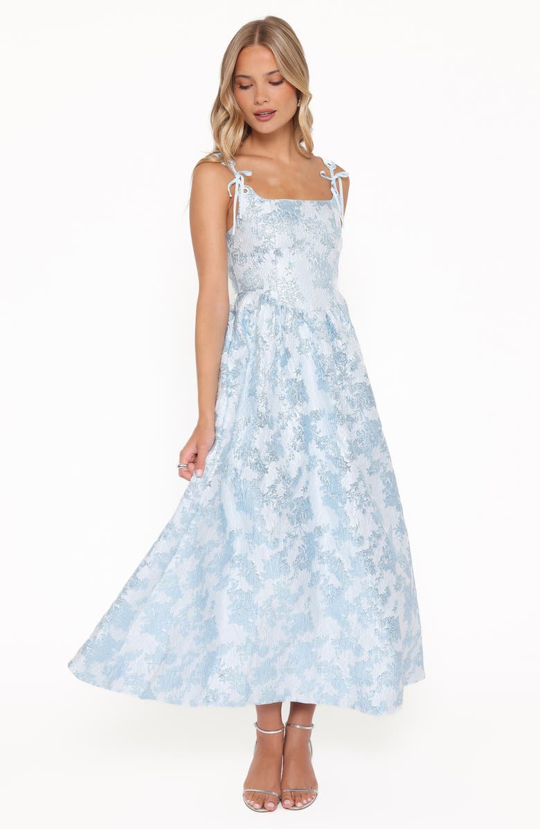 Petal & Pup Marcelline Floral Brocade Cocktail Dress, Alternate, color, Blue Brocade