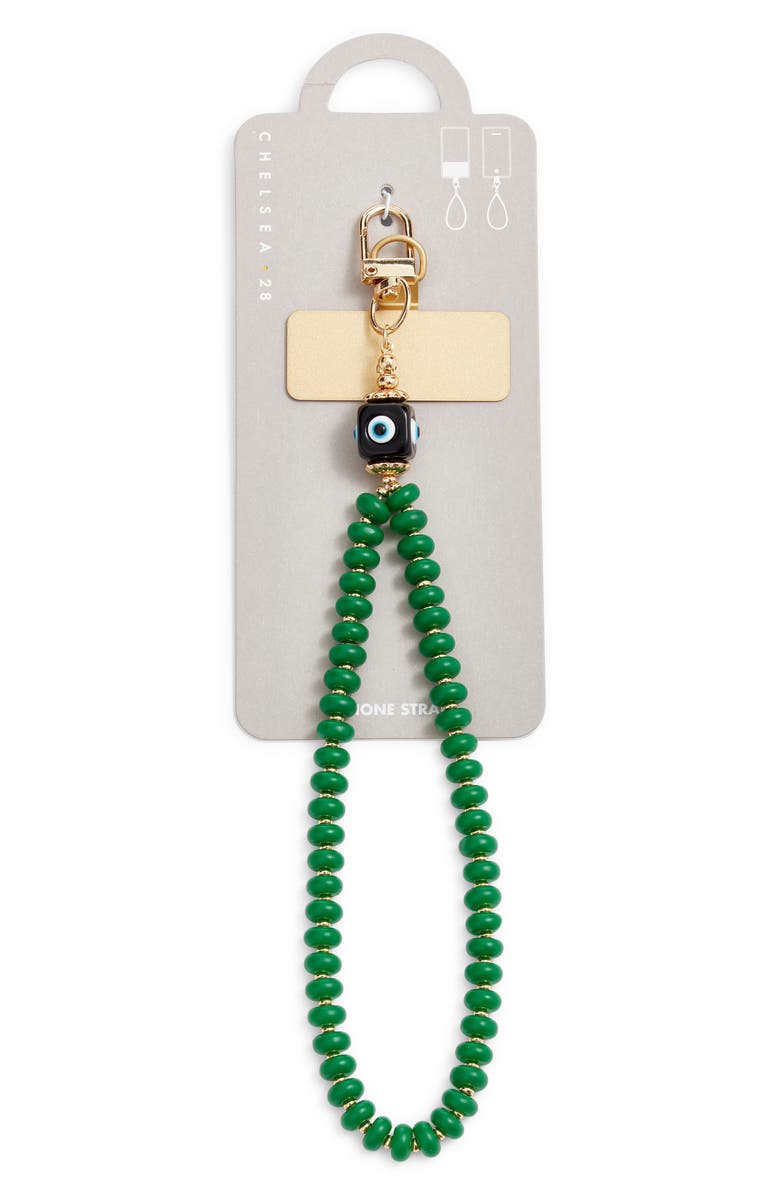 Chelsea28 Evil Eye Beaded Phone Wrist Strap, Alternate, color, Green- Gold