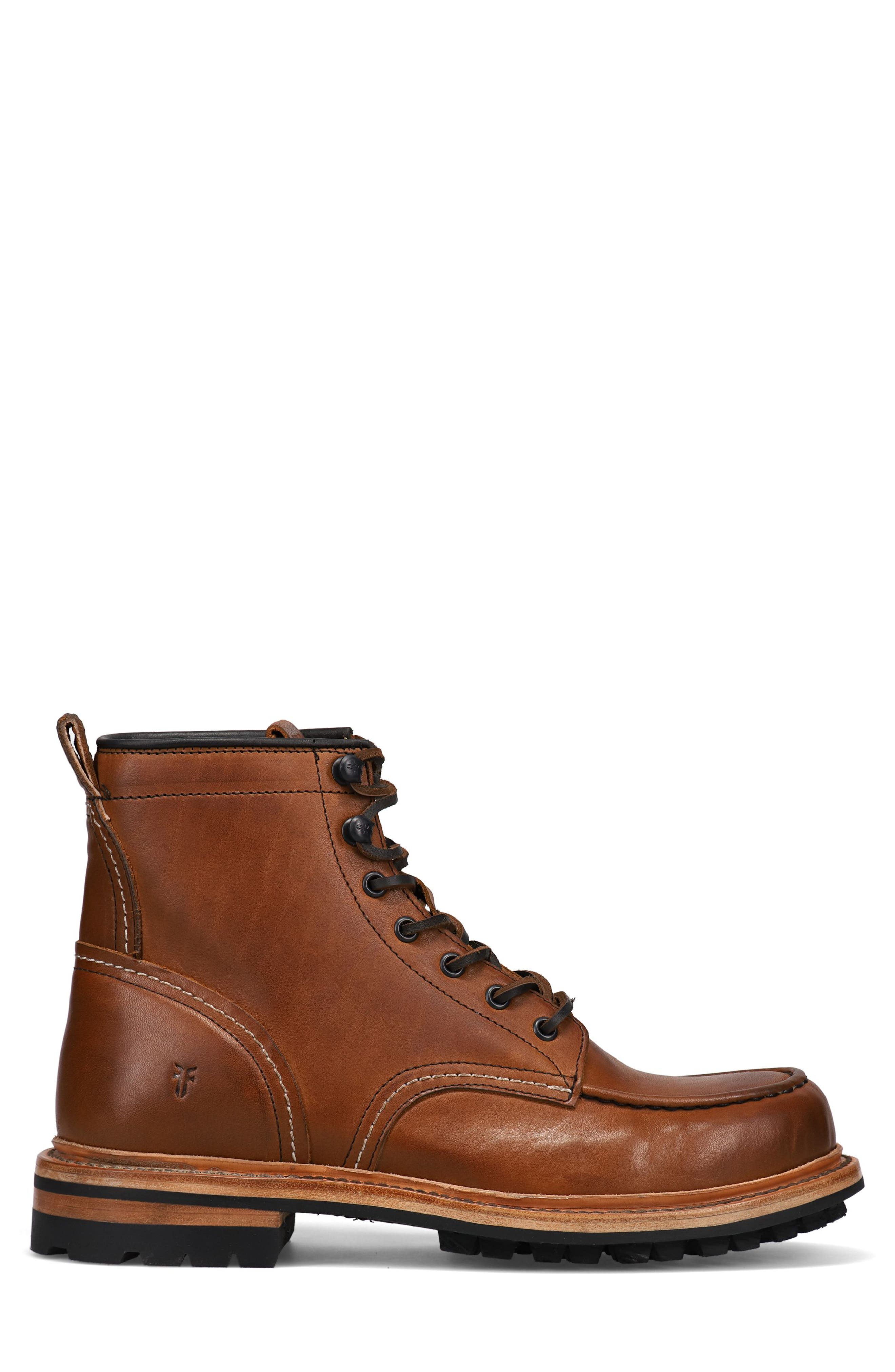 Frye Hudson Lug Work Boot, Alternate, color, Caramel