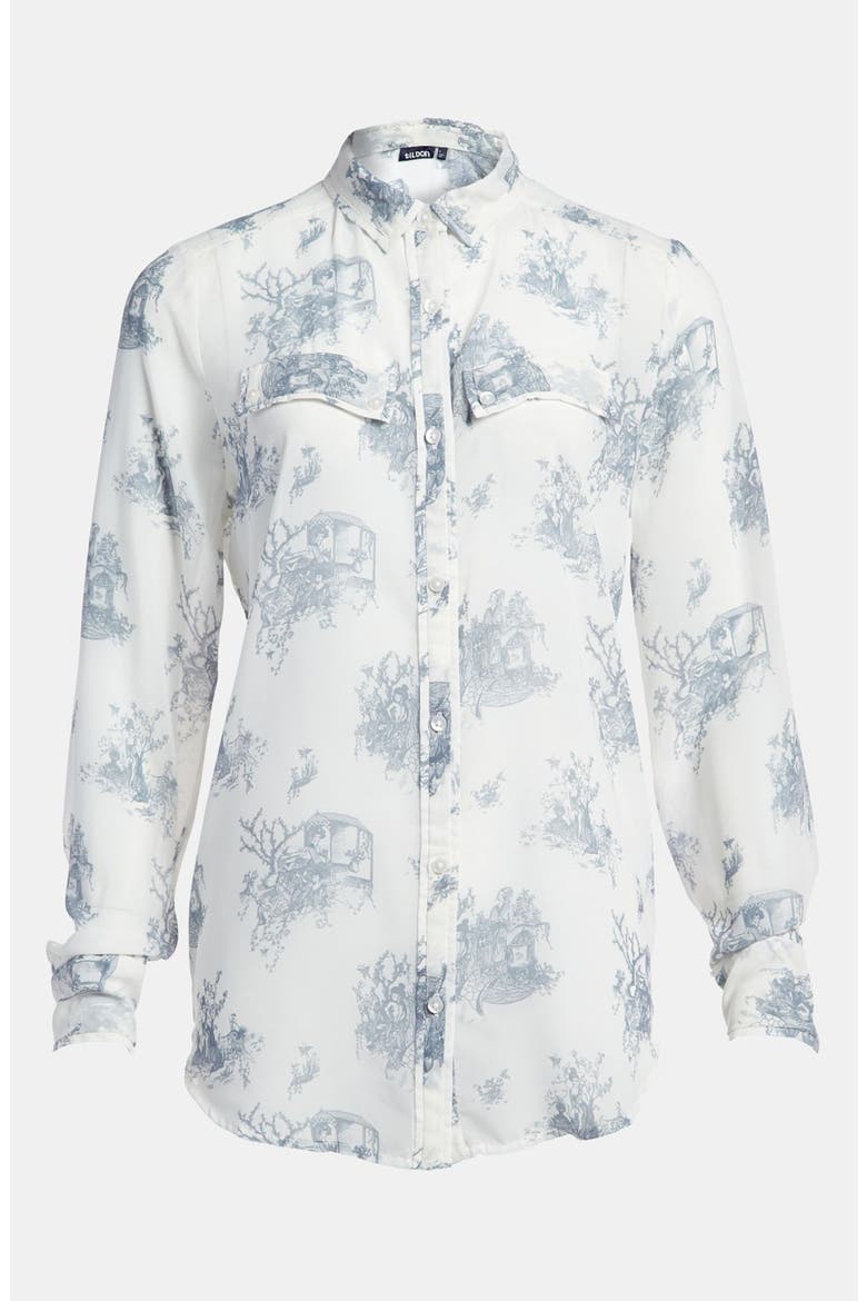 Sheer Print Top, Main, color, GEISHA GIRLS IVORY