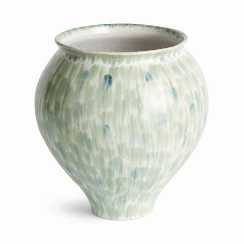 Brosse Grande Vase Large - Hand Painted - Green/Blue