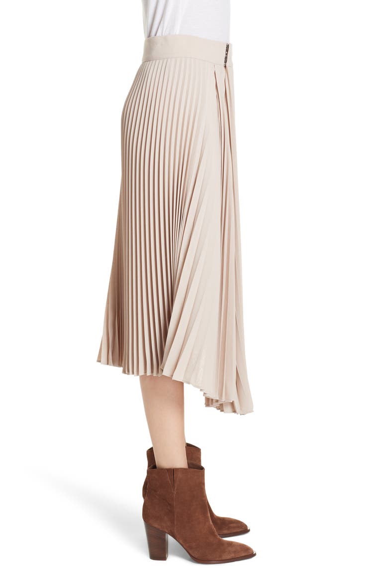 Asymmetric Hem Pleated Skirt, Alternate, color, STONEWARE