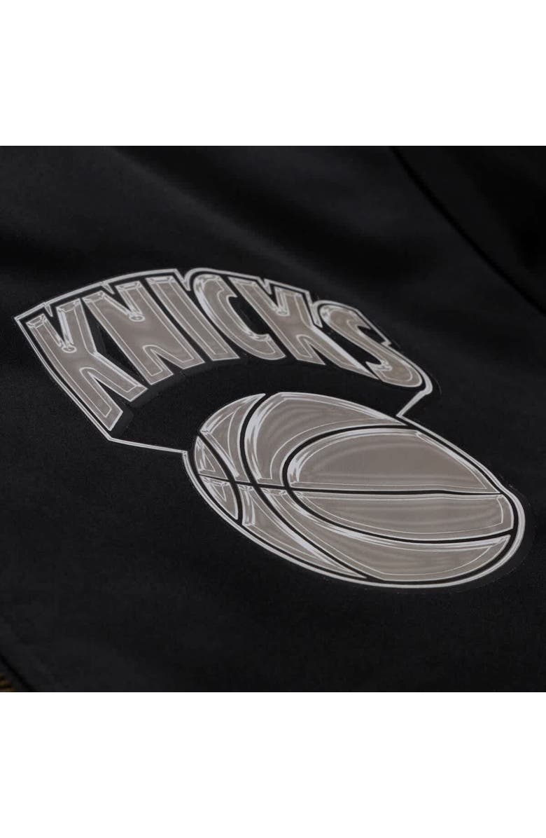 Mitchell & Ness Men's Mitchell & Ness Black New York Knicks Chrome Satin Bomber Full-Zip Jacket, Alternate, color, Black