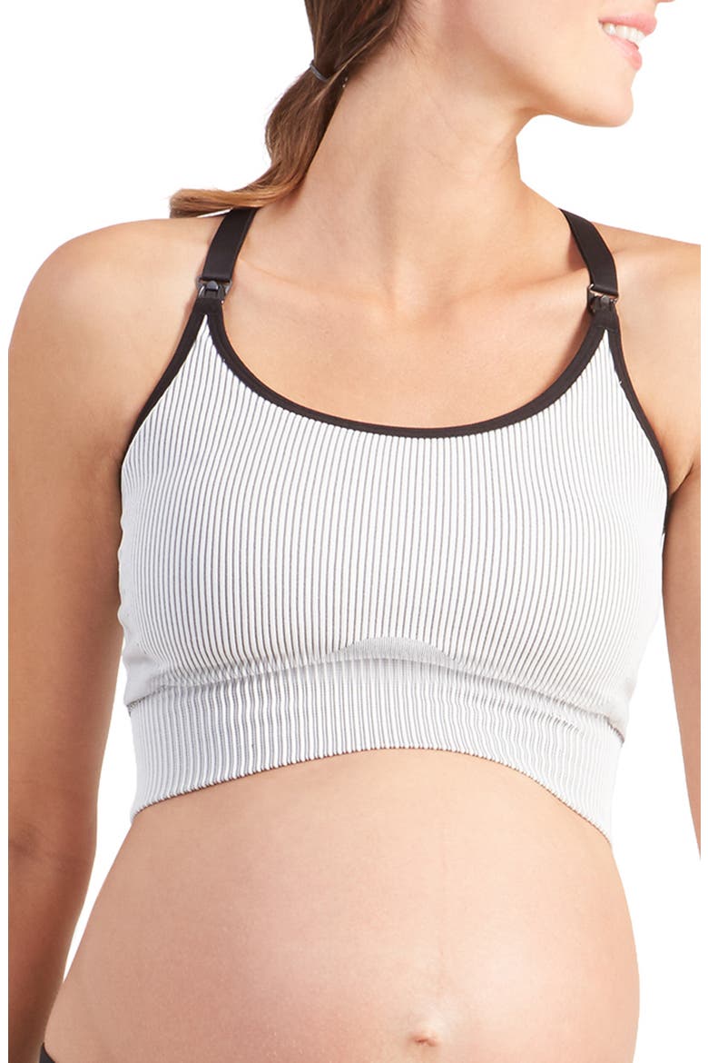 Ingrid & Isabel® Seamless Active Maternity/Nursing Bra, Main, color, BKWT COMBO