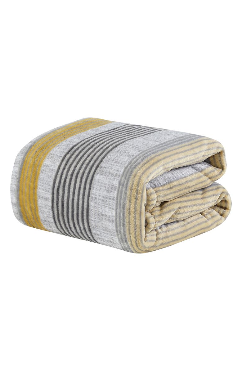 Luxury Home Plush Brea Throw Blanket, Main, color, Grey/ Yellow Multi