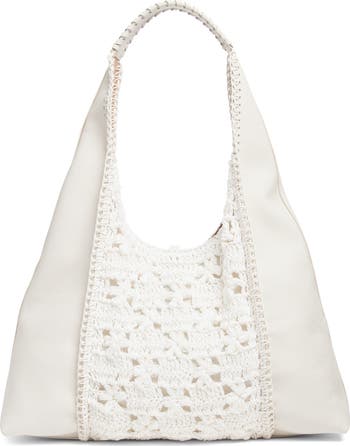Sylvia Crochet Panel Leather Hobo