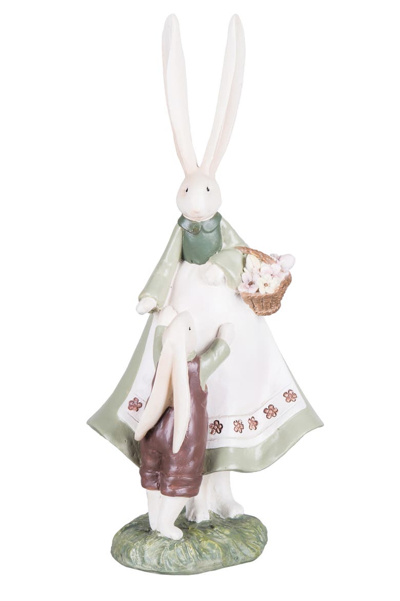 Mom And Dad With Family Bunny Figurine A/2, Alternate, color, Brown