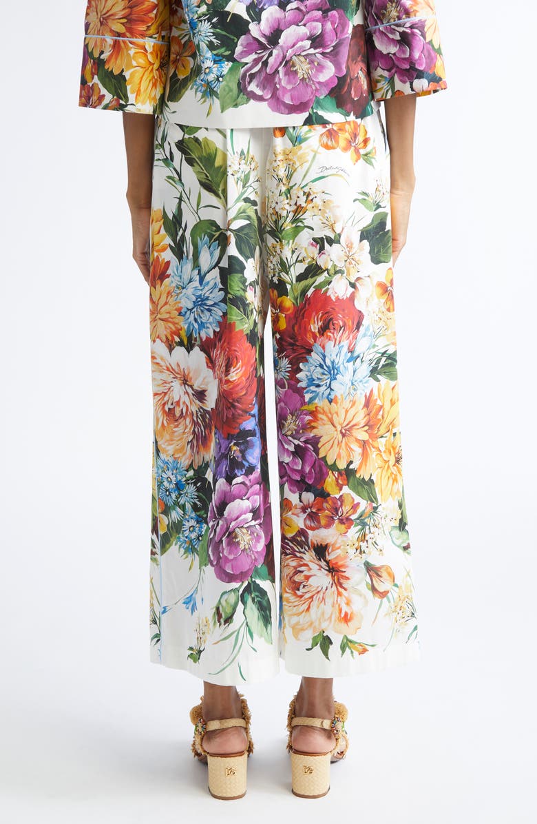 Dolce&Gabbana Floral Crop Cotton Wide Leg Pants, Alternate, color, Ha5pc B.fiori Cret. F.bco