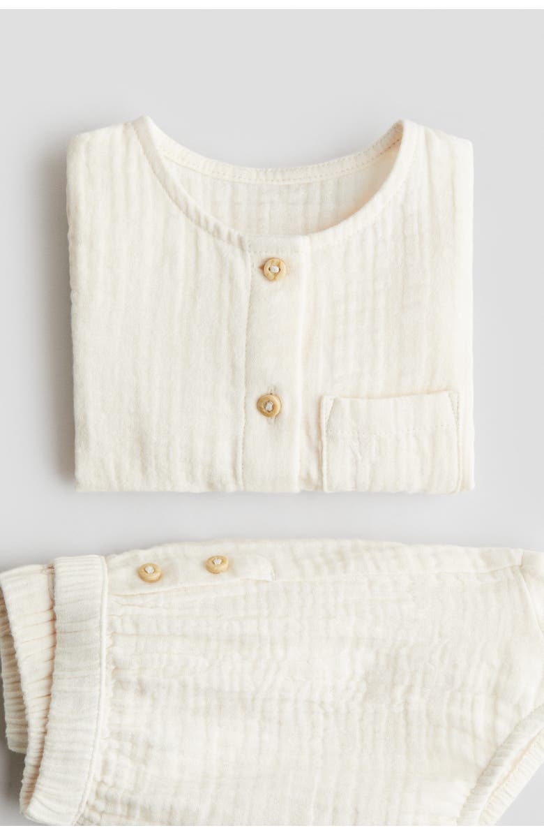 H&M 2-piece Cotton Muslin Set, Alternate, color, Cream