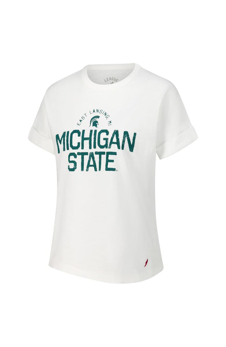 LEAGUE COLLEGIATE WEAR Women's League Collegiate Wear White Michigan State Spartans Slub Rolled Cuff T-Shirt, Alternate, color, White
