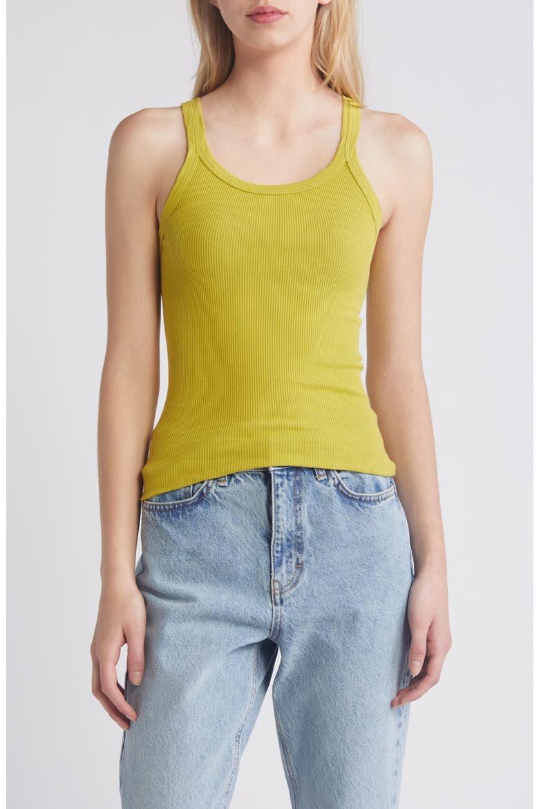 Rib Cotton Tank, Main, color, PEAR