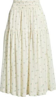 Treasure & Bond Smocked Waist Cotton Maxi Skirt