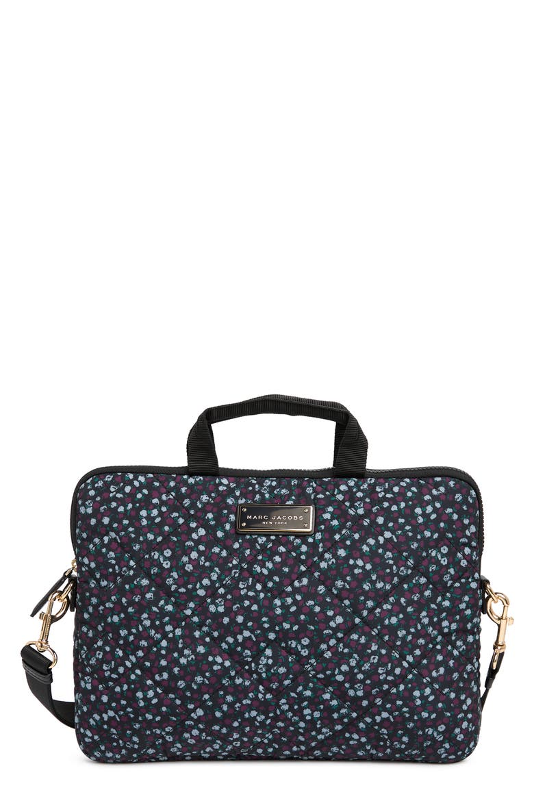 Quilted Nylon Cosmetic Printed Bag, Main, color, BLUE MIRAGE MULTI